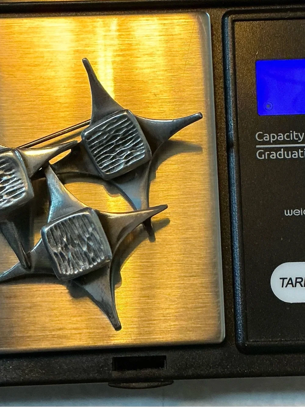 Vintage Corocraft Silver Tone Star Trio Modernist Brooch Pin MCM Space Age